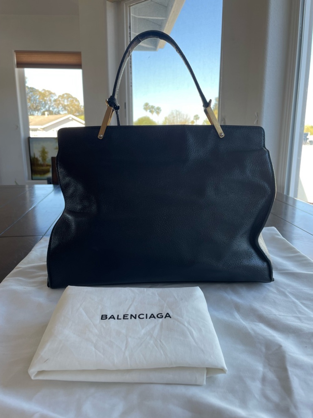 Balenciaga Le Dix Zip Cartable Top Handle Bag Leather and Ostrich - Picture 2 of 6